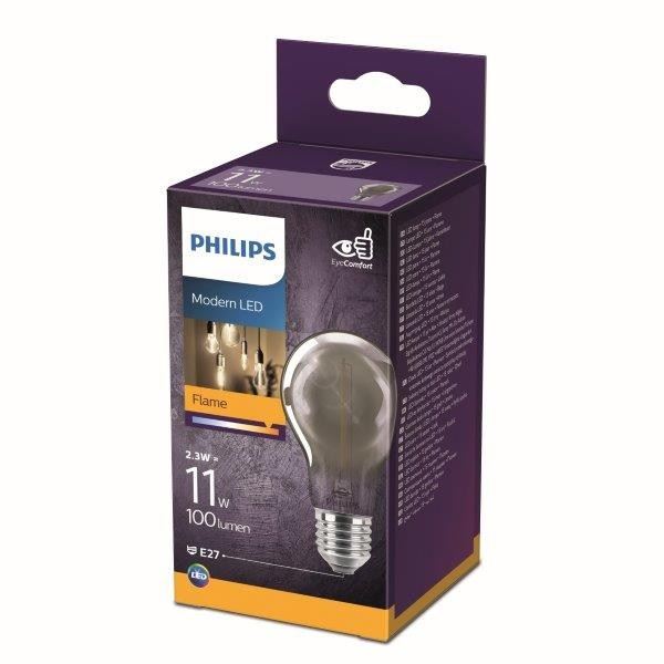 Philips 8718699759636 LED žárovka 1x2,3W | E27 | 100lm | 1800K - plamen, kouřová, EyeComfort