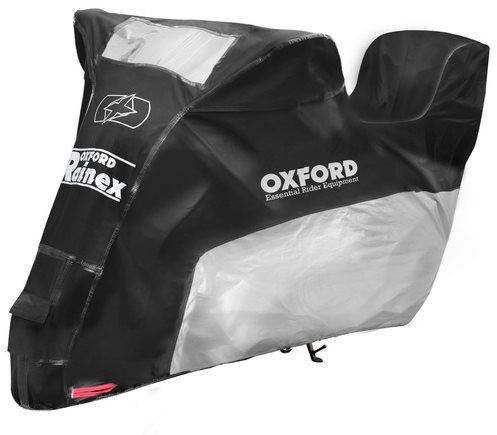 Plachta na motorku OXFORD Rainex model s prostorem na kufr(černá/stříbrná, vel. L)
