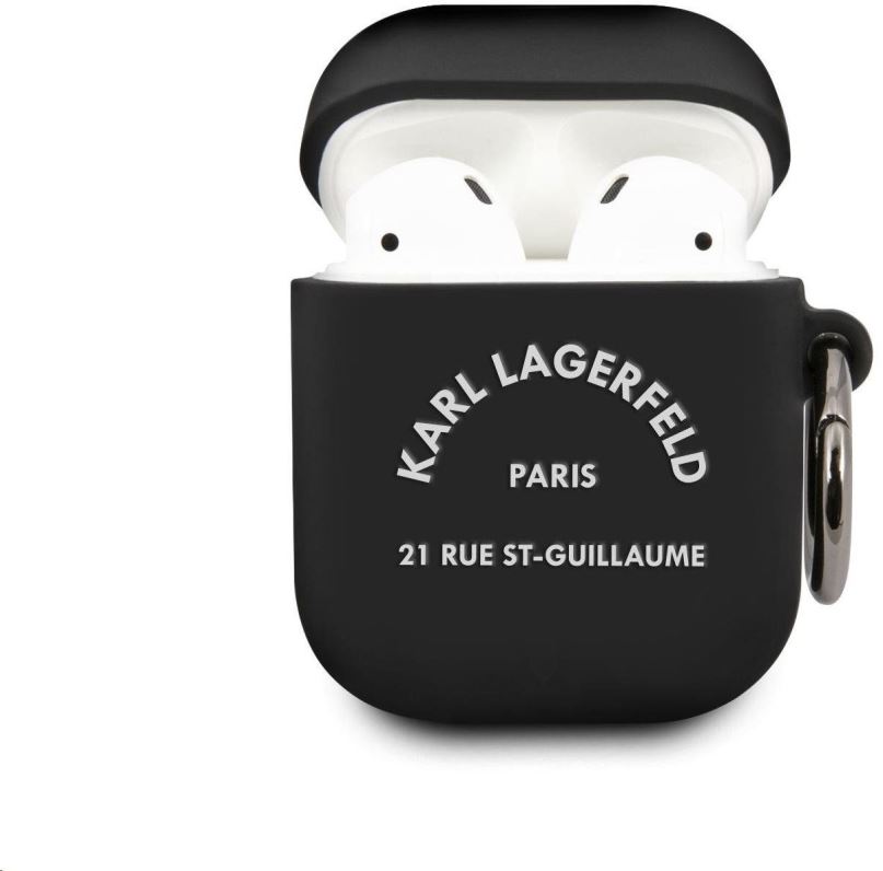 Pouzdro na sluchátka Karl Lagerfeld Rue St Guillaume Silikonové Pouzdro pro Airpods 1/2 Black