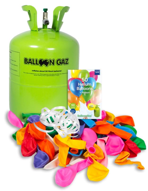Balónky s héliem Helium na 50 balónků, jednorázová nádoba včetně balónků