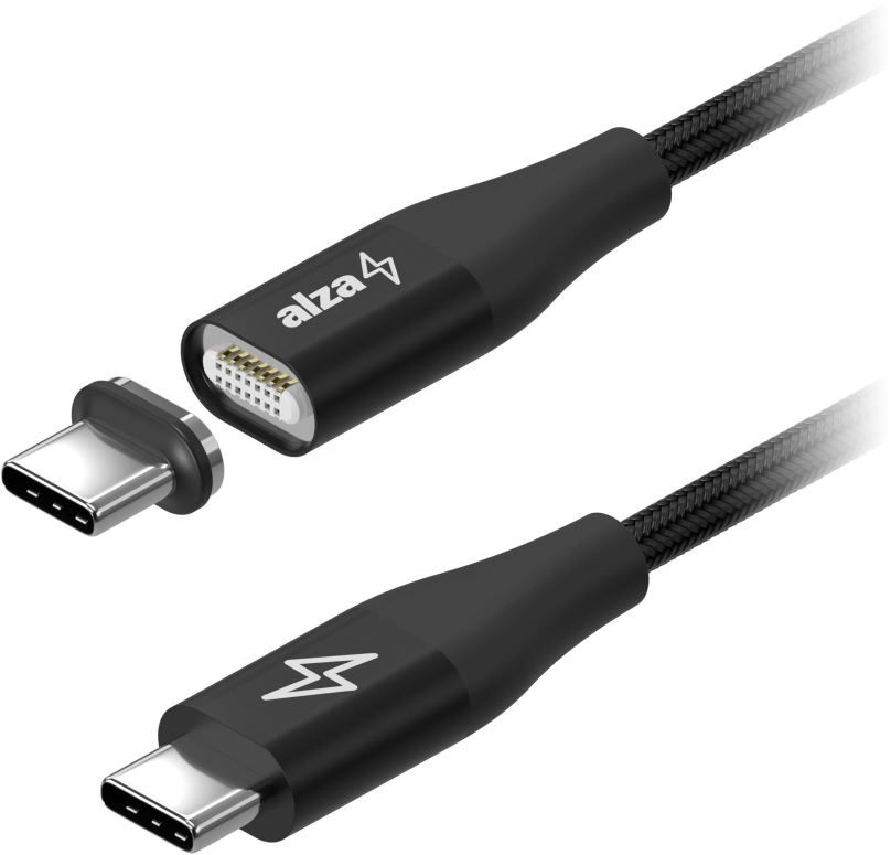 Datový kabel AlzaPower MagCore USB-C, 5A, 100W, 0,5m černý
