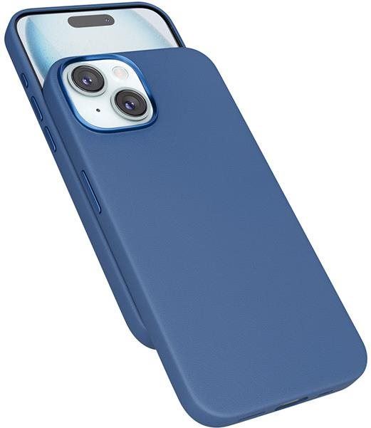 Kryt na mobil Epico Mag+ kožený kryt iPhone 15 Plus - modrý