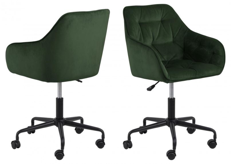 Kancelářská židle DESIGN SCANDINAVIA Brooke, samet, tmavě zelená