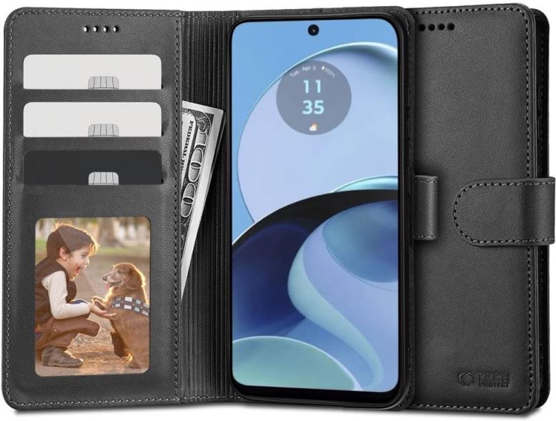 Pouzdro na mobil Tech-Protect Wallet knížkové pouzdro na Motorola Moto G14, černé