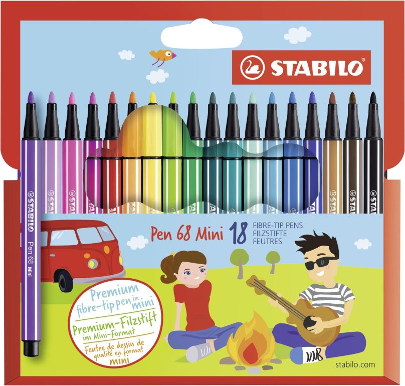 Fixy STABILO Pen 68 Mini kartonové pouzdro 18 barev