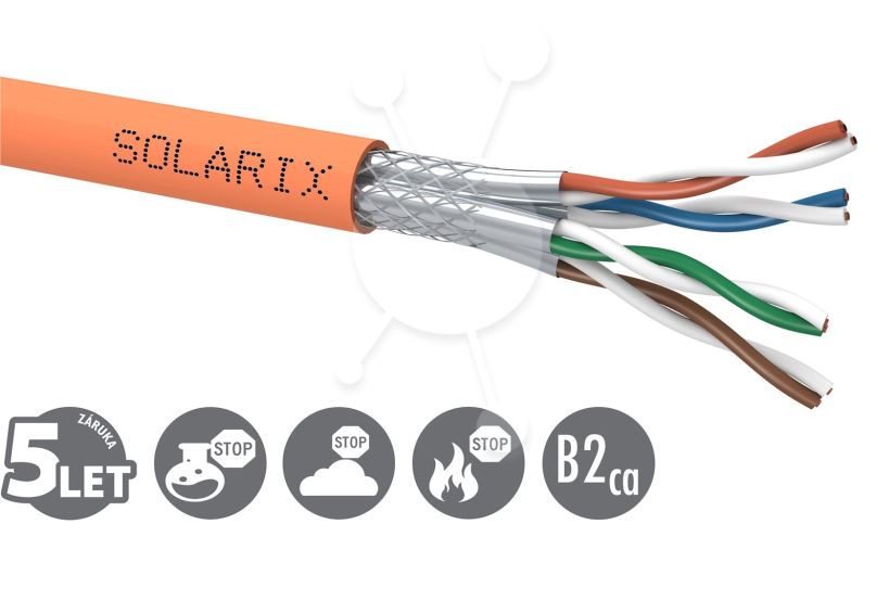 Instalační kabel Solarix CAT7A SSTP LSOHFR B2ca s1 d1 a1 1200 MHz 500m/cívka