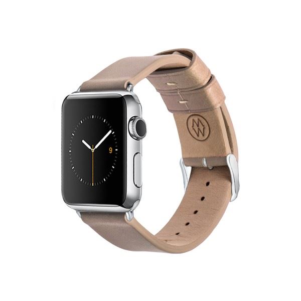 Monowear Creme Leather Band pro Apple Watch - Stainless Steel 42 mm
