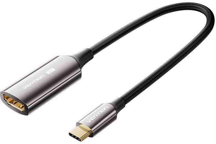 Redukce Vention Cotton Braided USB-C to HDMI 8K Converter 0.25M Black Zinc Alloy Type