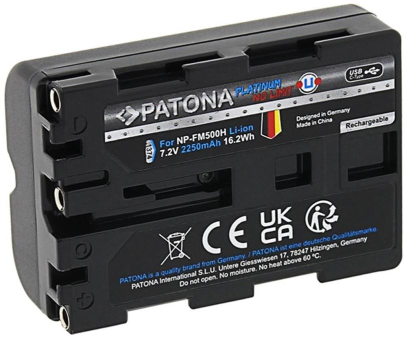 Baterie pro fotoaparát PATONA baterie pro Sony NP-FM500H 2250mAh Li-Ion Platinum USB-C nabíjení