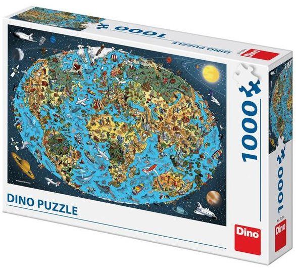 Puzzle Kreslená Mapa Světa 1000 Puzzle Nové