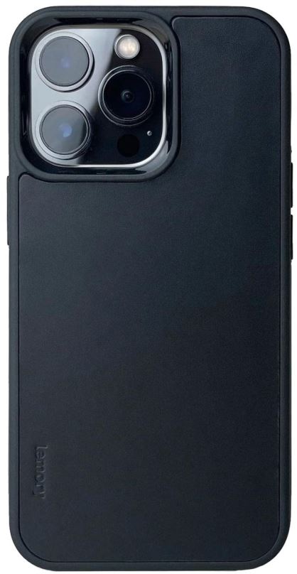 Kryt na mobil Lemory iPhone 14 Pro Max kožený kryt černá