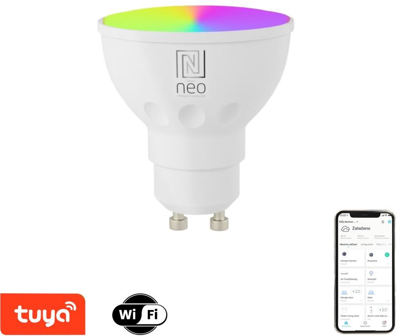 LED žárovka IMMAX NEO LITE SMART LED žárovka GU10 6W barevná a bílá WiFi