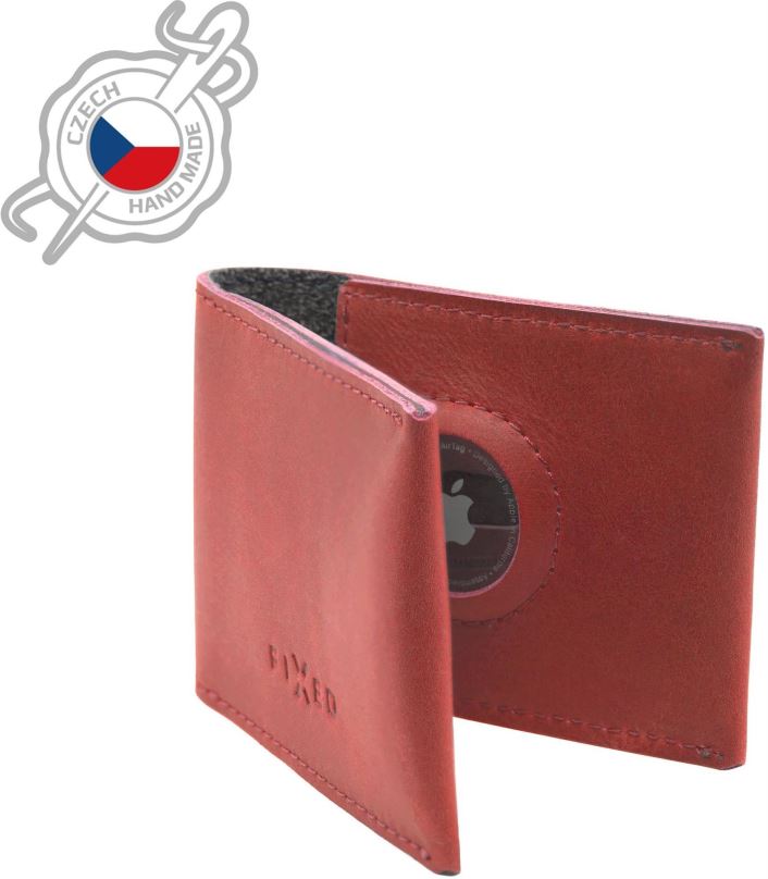 Peněženka FIXED Wallet for AirTag z pravé hovězí kůže červená