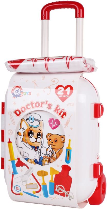 Doktorský kufřík pro děti Sada doktor/lékař plast 21ks v kufříku na kolečkách