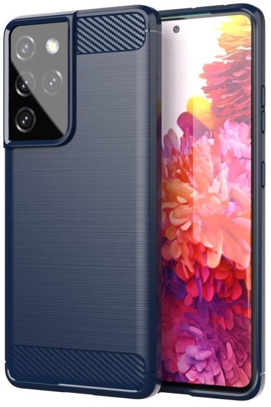 Kryt na mobil Carbon Case Flexible silikonový kryt na Samsung Galaxy S21 Ultra 5G, modrý