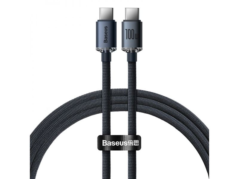 Baseus Crystal Shine Series nabíjecí / datový kabel USB-C / USB-C 100W 1,2m, černá