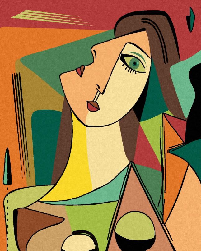 Malování podle čísel Abstraktní žena v kubickém stylu, 40x50 cm, bez rámu a bez vypnutí plátna