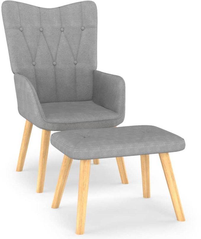 Křeslo Relaxační židle se stoličkou světle šedá textil, 327534