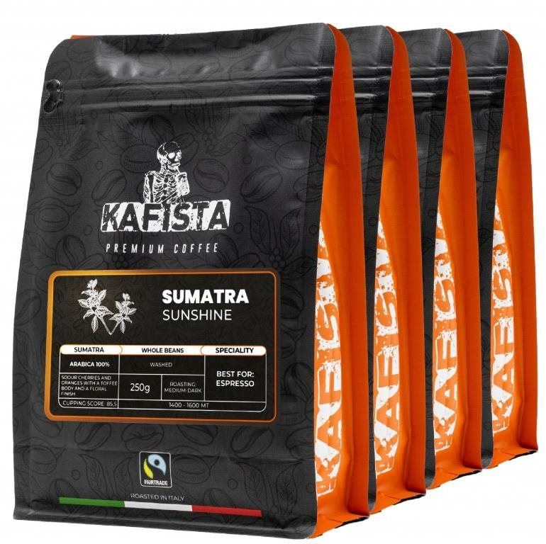 Káva Kafista výběrová káva Sumatra Sunshine, 4 x 250 g