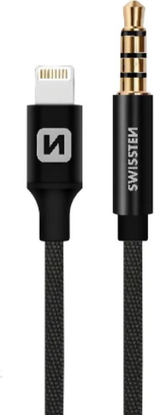 Audio kabel Swissten Textile audio adaptér Ligtning (samec) / 3.5mm jack (samec) 1.5 m černý