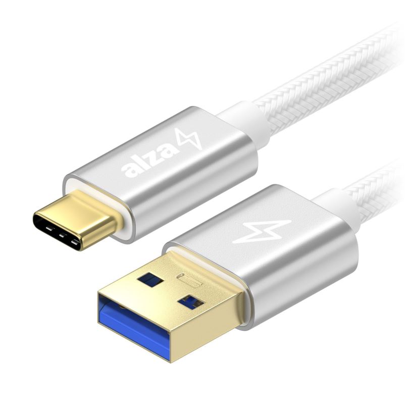 Datový kabel AlzaPower AluCore USB-A to USB-C 3.2 Gen 1 60W 5Gbps 1m  stříbrný