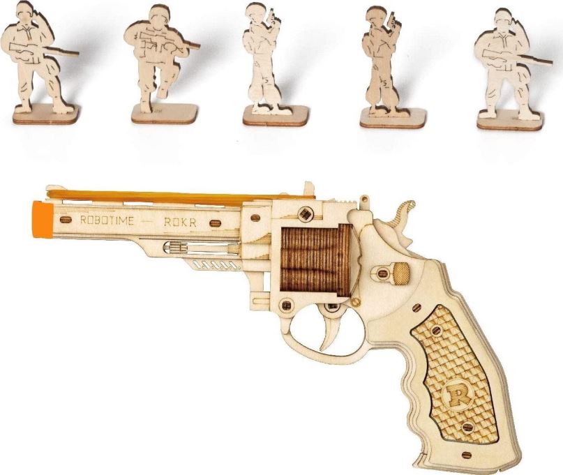 3D puzzle ROBOTIME Rokr 3D dřevěné puzzle Revolver Corsac M60 102 dílků