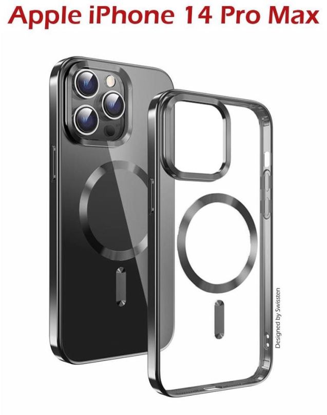 Kryt na mobil Swissten Clear Jelly MagStick Metallic pro iPhone 14 Pro Max černé