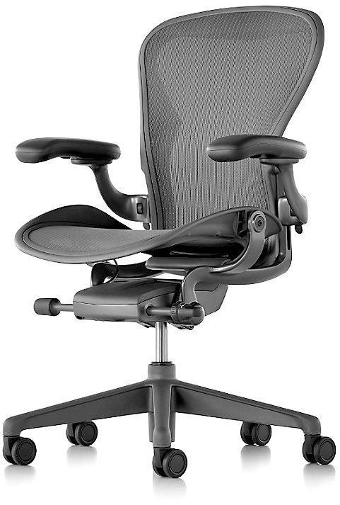 Kancelářská židle HERMAN MILLER Aeron, velikost C, pro tvrdé podlahy - černá