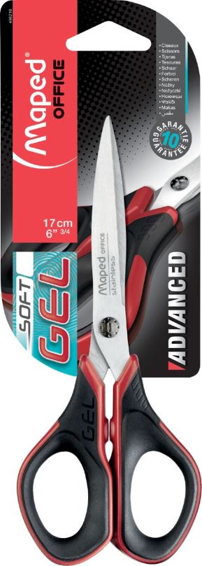 Kancelářské nůžky MAPED Advanced Gel 17 cm černo-červené