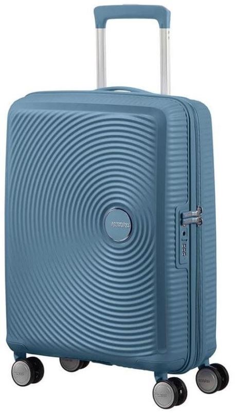 Cestovní kufr American Tourister Soundbox Spinner 55 EXP Stone Blue