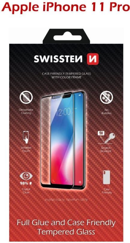Ochranné sklo Swissten Case Friendly pro iPhone 11 Pro černé