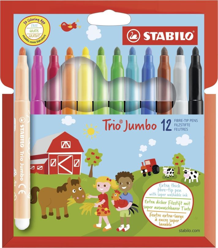 Fixy STABILO Trio Jumbo pouzdro 12 barev