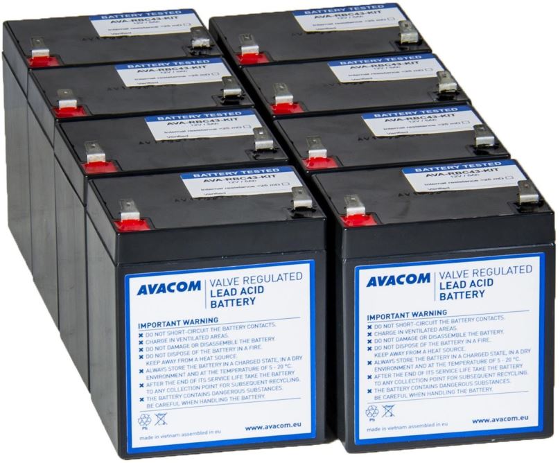 Baterie pro záložní zdroje Avacom náhrada pro RBC43 - baterie pro UPS (8ks)