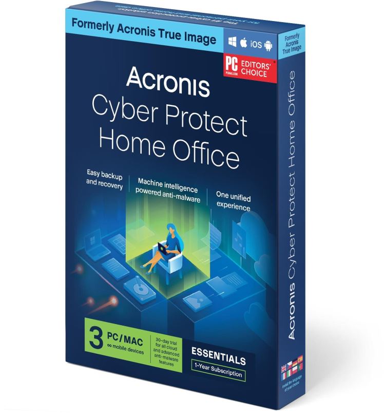 Zálohovací software Acronis Cyber Protect Home Office Essentials pro 3 PC na 1 rok (elektronická licence)