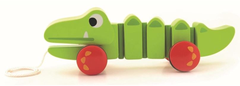 Tahací hračka Trefl Dřevěný krokodýlek Emílek na provázku