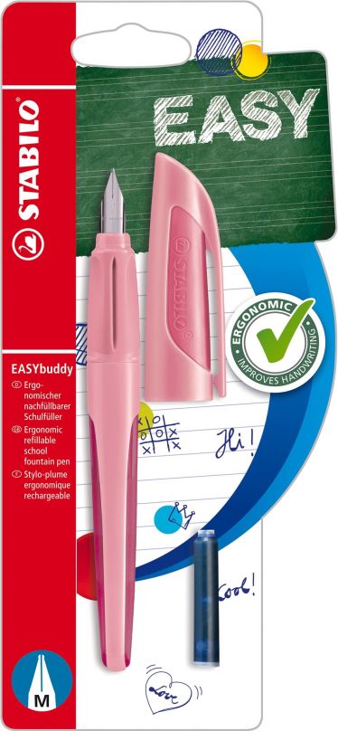 Plnicí pero STABILO EASYbuddy M, včetně bombičky, pastelově růžová
