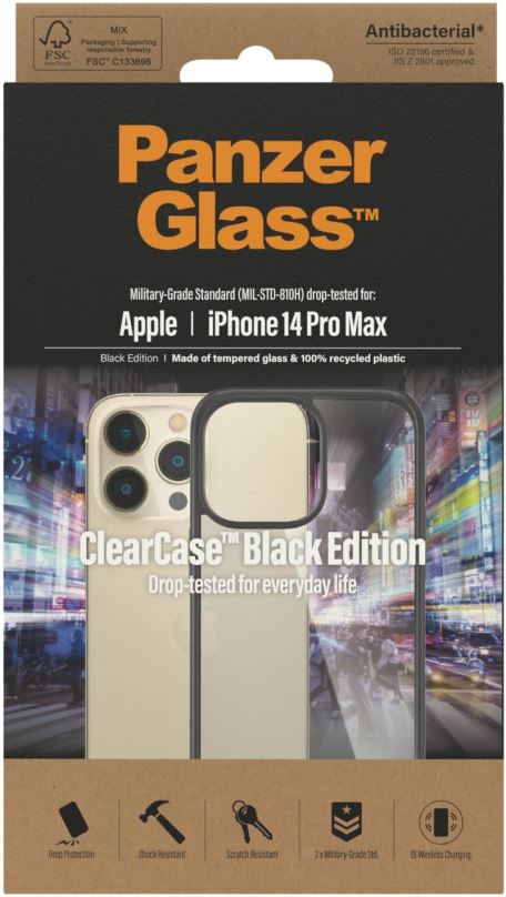 Kryt na mobil PanzerGlass ClearCase Apple iPhone 14 Pro Max (Black edition)