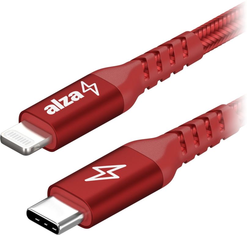 Datový kabel AlzaPower Alucore USB-C to Lightning MFi 1m červený