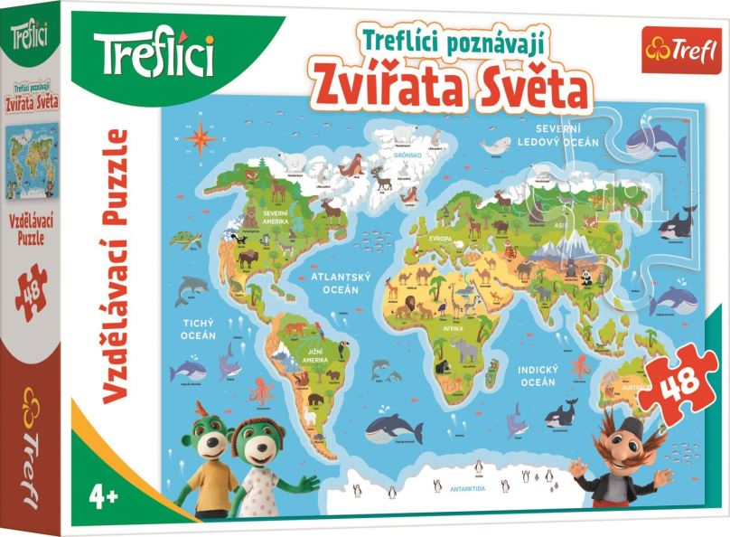 Trefl Puzzle vzdělávací - Treflíci poznávají zvířata světa