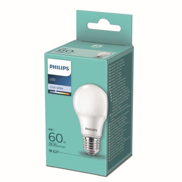 Philips 8719514257580 LED žárovka 1x8W-60W | E27 | 806lm | 4000K - bílá