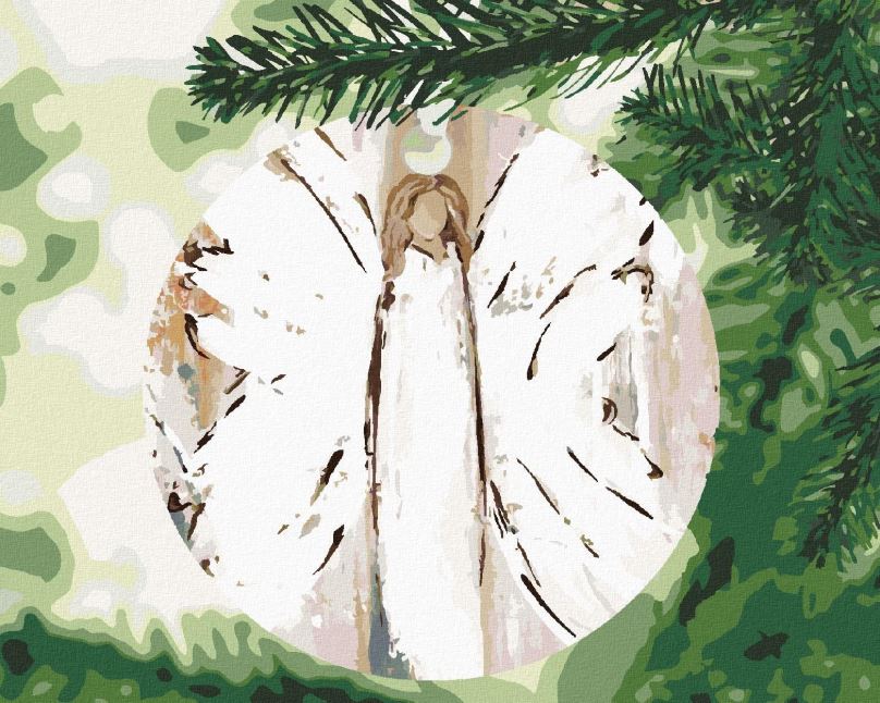 Malování podle čísel Anděl na stromečku (Haley Bush), 80x100 cm, bez rámu a bez vypnutí plátna