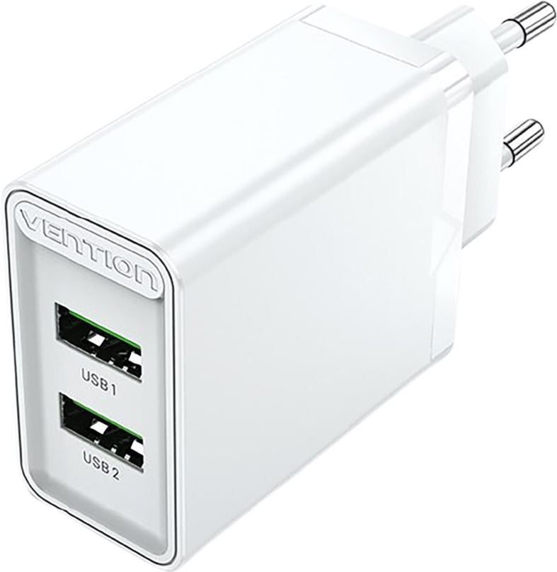 Nabíječka do sítě Vention 2-Port USB (A+A) Wall Charger (18W) White