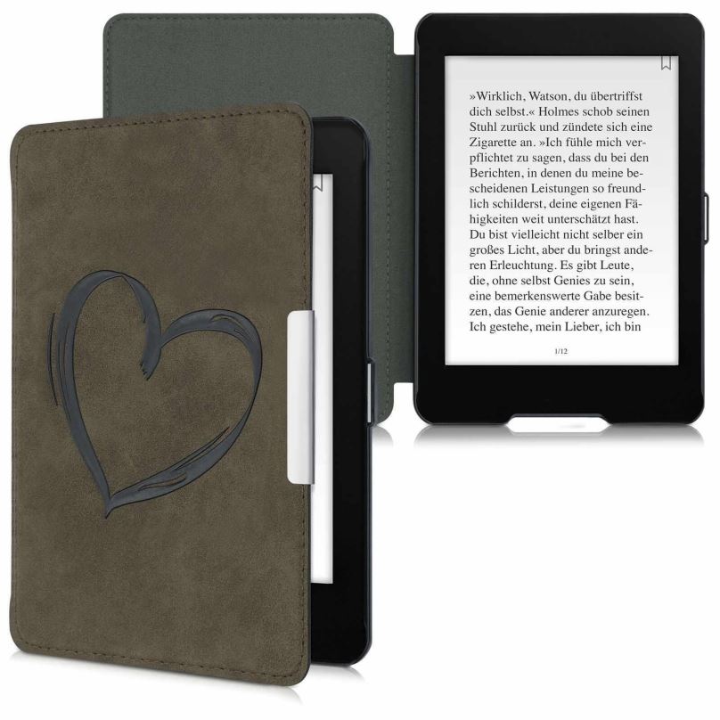 Pouzdro na čtečku knih KW Mobile Felt Brushed Heart - KW5492402 - Pouzdro pro Amazon Kindle Paperwhite 4 (2018) - hnědé