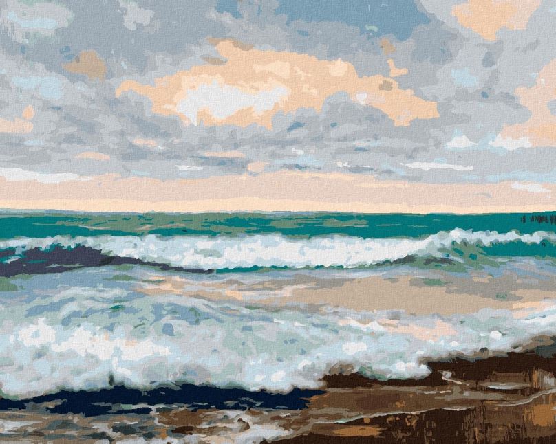 Malování podle čísel Pláž s velkými vlnami, 80x100 cm, vypnuté plátno na rám