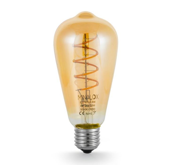 Stmívatelná LED Žárovka Minalox ST64FSG E27 2W 24V 2330K