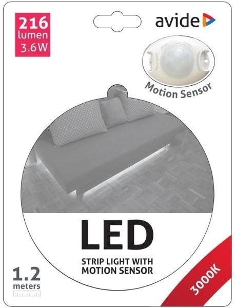 LED pásek Avide Set voděodolný LED pásek pod postel s čidlem pohybu a zdrojem 1,2m