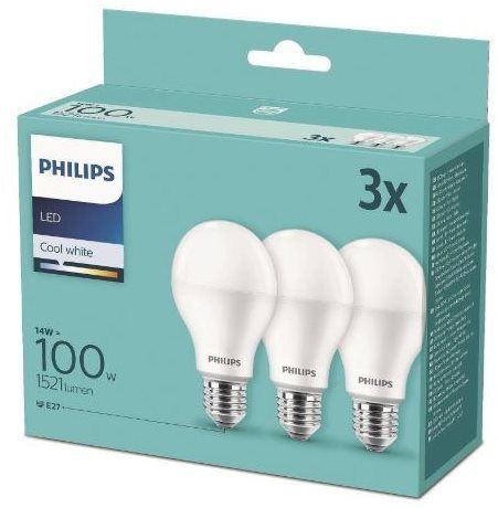 Philips 8718699694906 3x LED žárovka 1x14W | E27 | 1521lm | 4000K -triple pack