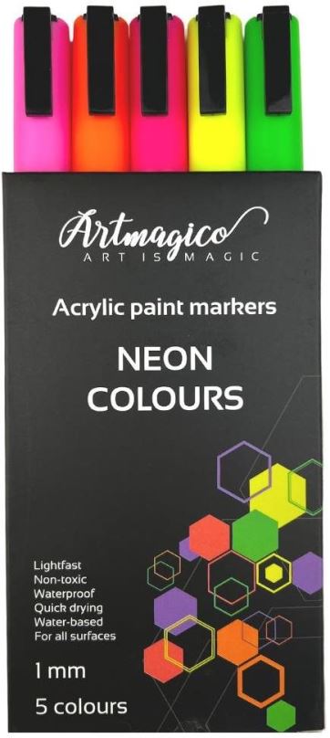 Popisovače Artmagico akrylové popisovače s jemným hrotem - neonové - 5 ks