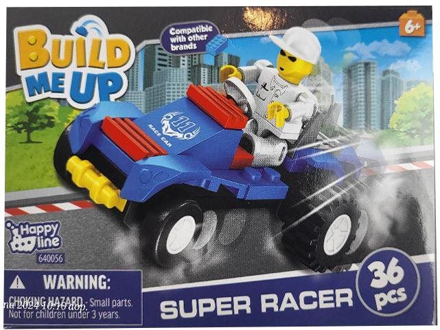 Stavebnice Mikro trading BuildMeUp stavebnice super racer - Autíčko modré s panáčkem 36 ks