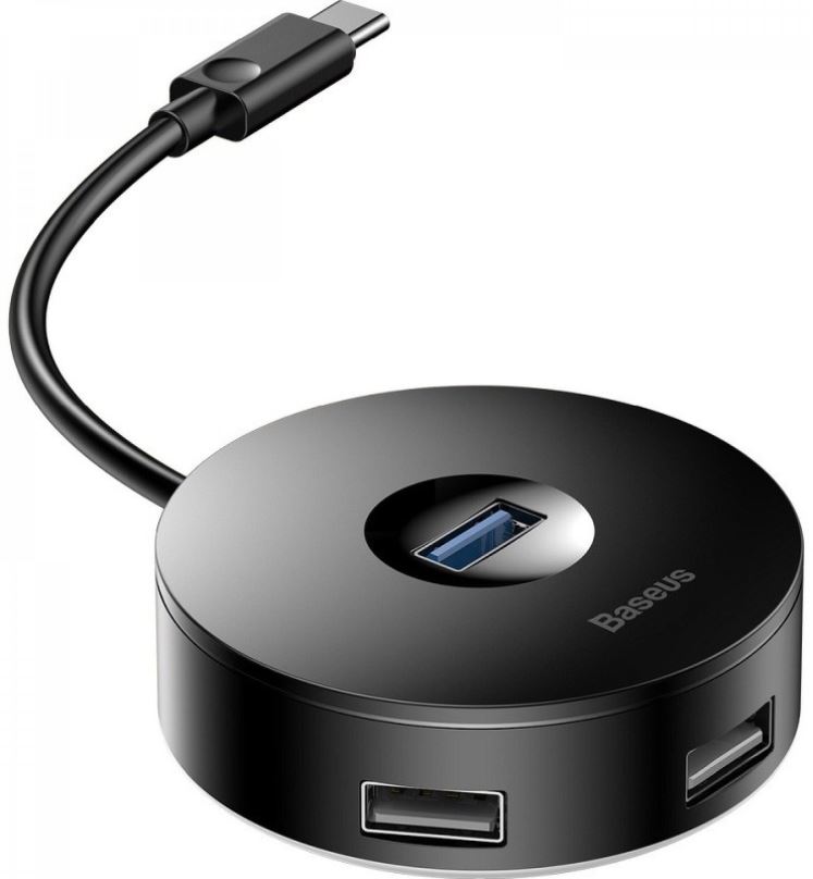 USB Hub Baseus round box HUB adapter Type-C 10cm, Black